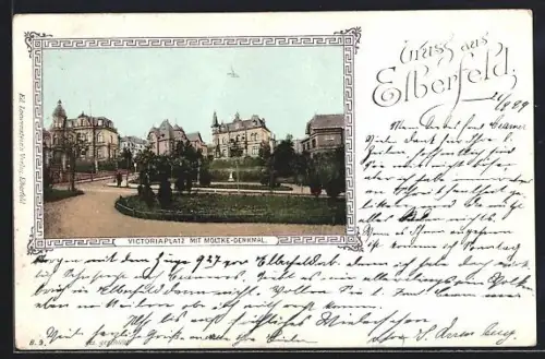 AK Elberfeld, Victoriaplatz mit Moltke-Denkmal