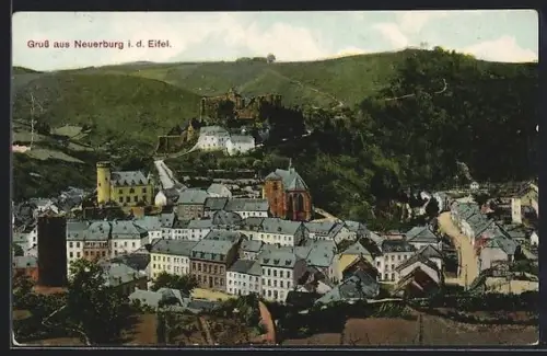 AK Neuerburg i. d. Eifel, Ortsansicht aus der Vogelschau