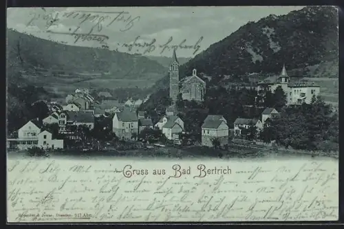 AK Bad Bertrich, Ortsansicht mit Kirche und umliegenden Gebäuden