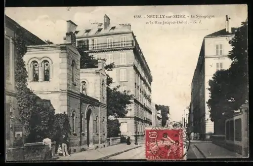 AK Neuilly-sur-Seine, La Synagoge et la Rue Jacques-Dulud
