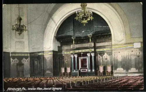 AK Pittsburgh, PA, Interior View, Jewish Synagogue