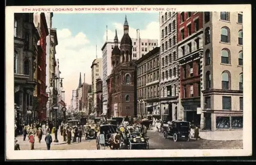 AK New York, NYn 5th Avenue looking North from 42nd Street