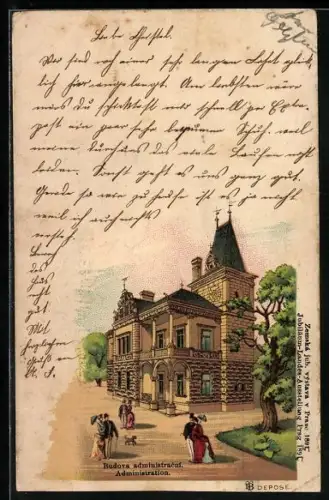 Lithographie Prag, Kubiläums-Ausstellung 1891, Administration