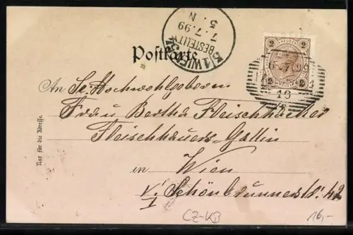 Lithographie Karlsbad, Gasthaus Schweizerhof