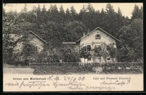 AK Marienbad, Cafe und Försterei Dianahof