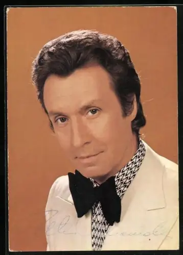 AK Musiker Peter Alexander mit schwarzer Fliege, Autograph