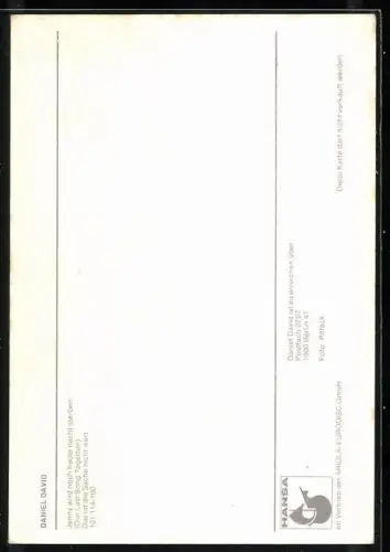 AK Musiker Daniel David in blauem Hemd, Autograph