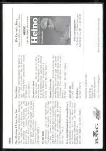 AK Musiker Heino in rotem Jackett, Autograph