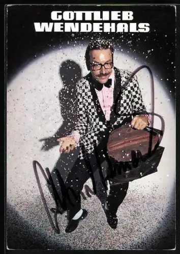 AK Musiker Gottlieb Wendehals im Spotlight mit Konfetti, Autograph