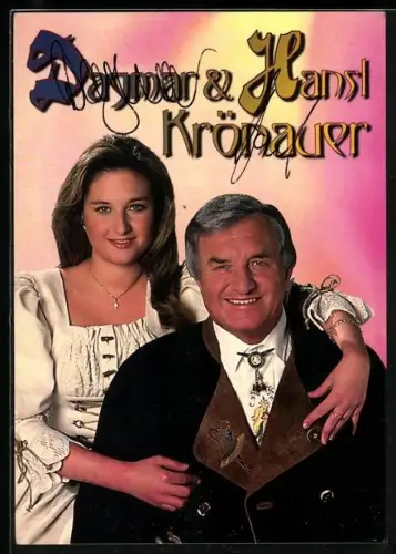 AK Musiker Dagmar & Hansl Krönauer zusammen im Porträt, Autograph