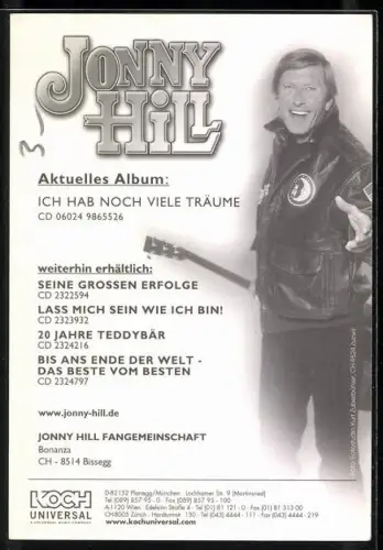 AK Musiker Jonny Hill an einem Auto lehnend, Autograph
