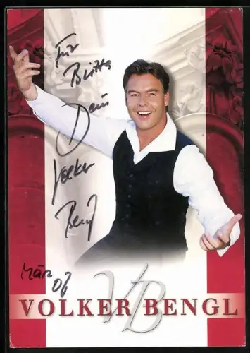 AK Musiker Volker Bengel lächelnd im Porträt, Autograph