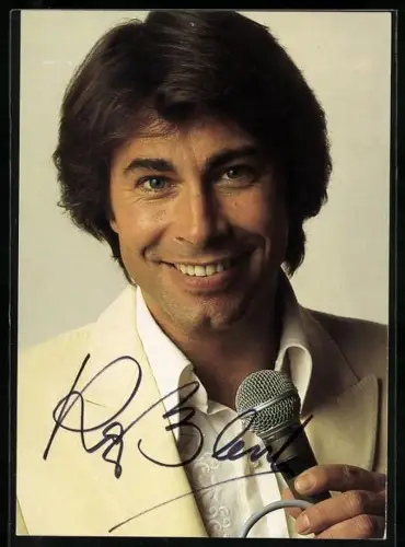 AK Musiker Roy Black mit Mikrofon in der Hand, Autograph