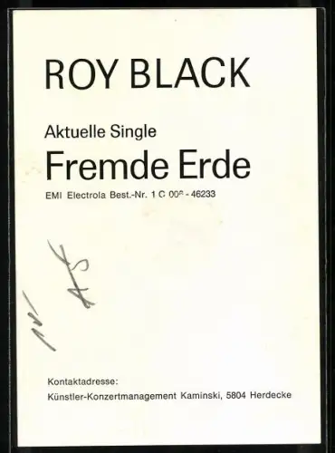 AK Musiker Roy Black mit Mikrofon in der Hand, Autograph