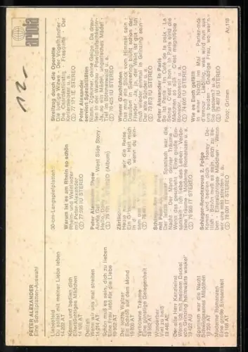 AK Musiker Peter Alexander in gelbem Hemd, Autograph