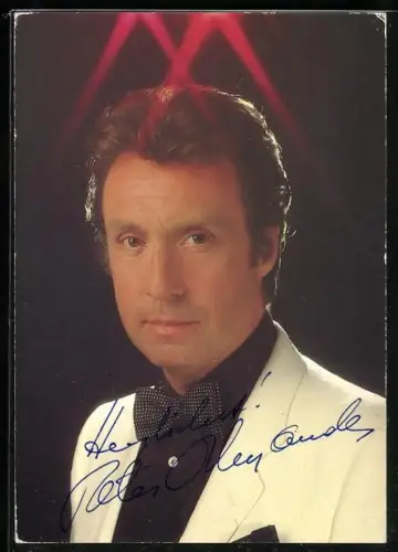 AK Musiker Peter Alexander im Anzug mit Fliege, Autograph