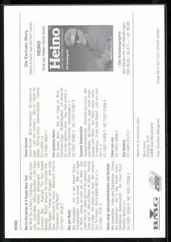 AK Musiker Heino in rotem Jackett mit Krawatte, Autograph