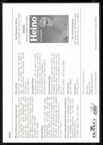 AK Musiker Heino mit Sonnenbrille und Krawatte, Autograph