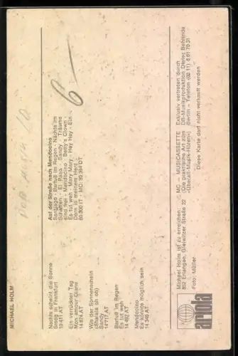 AK Musiker Michael Holm in gemustertem Hemd, Autograph