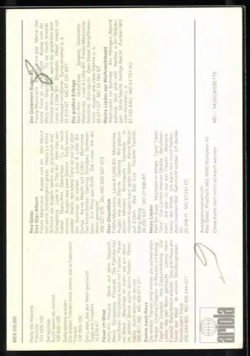 AK Musiker Rex Gildo im Hawaiihemd, Autograph