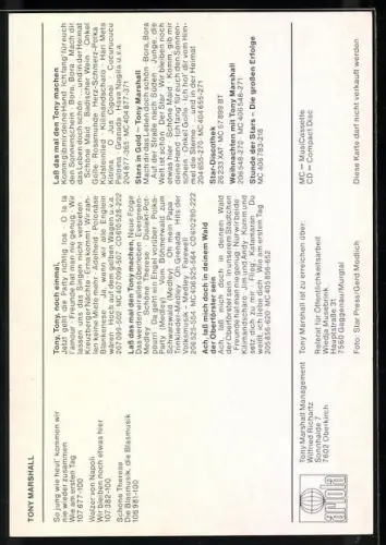 AK Musiker Tony Marshall in blau-weisser Jacke, Autograph