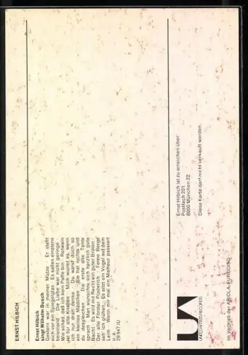 AK Musiker Ernst Hilbich mit Hut, Autograph