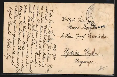 AK Gablonz a. N., Neues Rathaus und Kirche