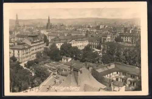 AK Reichenberg, Ortsansicht aus der Vogelschau