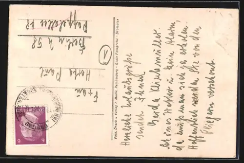 AK Reichenberg, Ortsansicht aus der Vogelschau