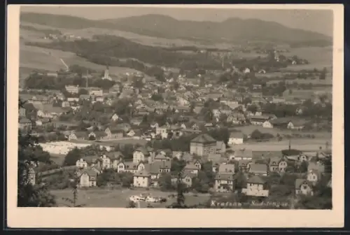 AK Kratzau-Sudetengau, Blick auf Ort aus der Vogelschau mit Umgebung