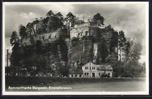 AK Bürgstein, Blick auf den Einsiedlerstein und Restaurant zur Schweiz