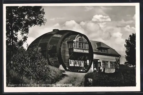 AK Bad Liebwerda /Isergebirge, Riesenfass-Baude