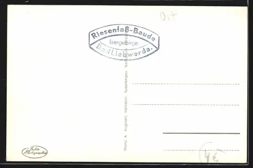 AK Bad Liebwerda /Isergebirge, Riesenfass-Baude