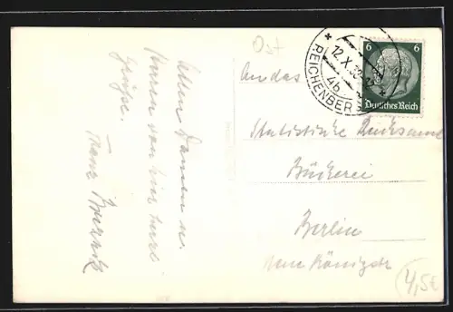 AK Reichenberg, Totalansicht vom Berghang aus