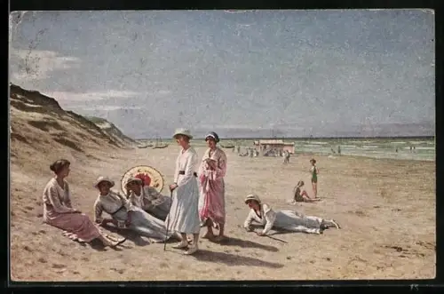 Künstler-AK Badeleben am Strand