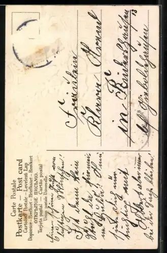 Präge-AK Herz aus Vergissmeinnicht und Anker, Glückwunsch zum Namenstag