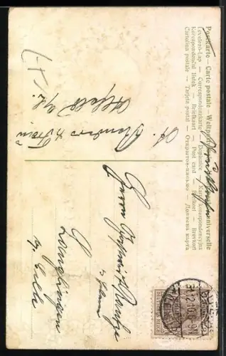 AK Blumenuhr, Viel Glück zum Neuen Jahre, Blumenbild