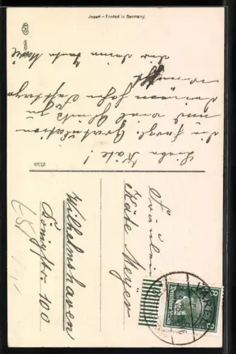 Präge-AK Blumenbild, Mädchen läutet die Glocke, Geburtstagsgruss