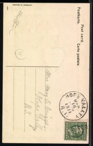 Präge-AK Herz aus Vergissmeinnicht mit Kleeblättern, Geburtstagsgruss