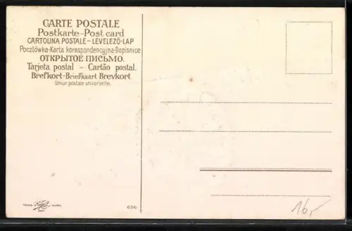 AK Kanone mit Vergissmeinnicht verschiesst Kleeblätter, weisse Taube