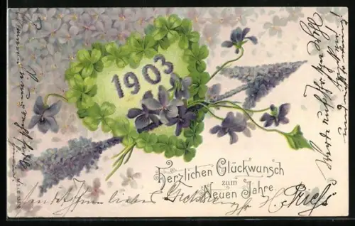 AK Blumenherz mit der Jahreszahl 1903
