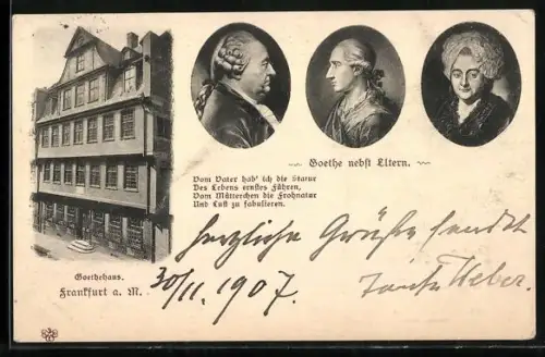 AK Frankfurt a. M., Goethehaus, Goethe nebst Eltern