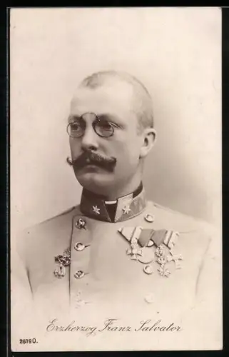 AK Porträt Erzherzog Franz Salvator von Österreich in Uniform mit Orden