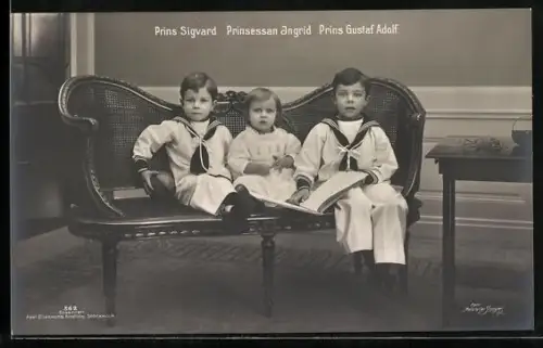 AK Prins Sigvard, Prinsessan Ingrid und Prins Gustaf Adolf von Schweden als Kinder