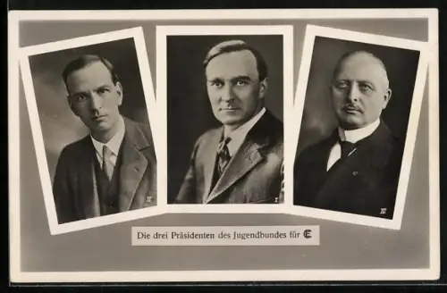 AK Drei Präsidenten des Jugendbundes, Dr. Dan A. Poling, Dr. James Kelly, Pfarrer G. Schürmann