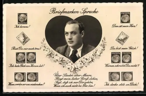 AK Briefmarkensprache, Du bist mein Glück!