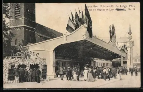 AK Liége, Exposition Universelle 1905, Pavillon de Wagons de Luxe, Chevron, Ausstellung