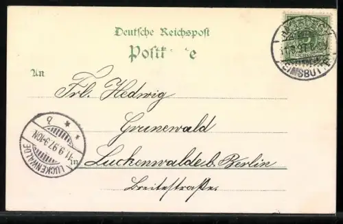 Lithographie Hamburg, Allgemeine Gartenbau Ausstellung 1897, Zur Waldschenke