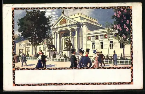 AK Wien, Internationale Jagd-Ausstellung 1910, Besucher am Reichshaus