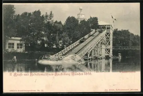 AK München, II. Kraft- und Arbeitsmaschinen-Ausstellung 1898, Wasserbahn